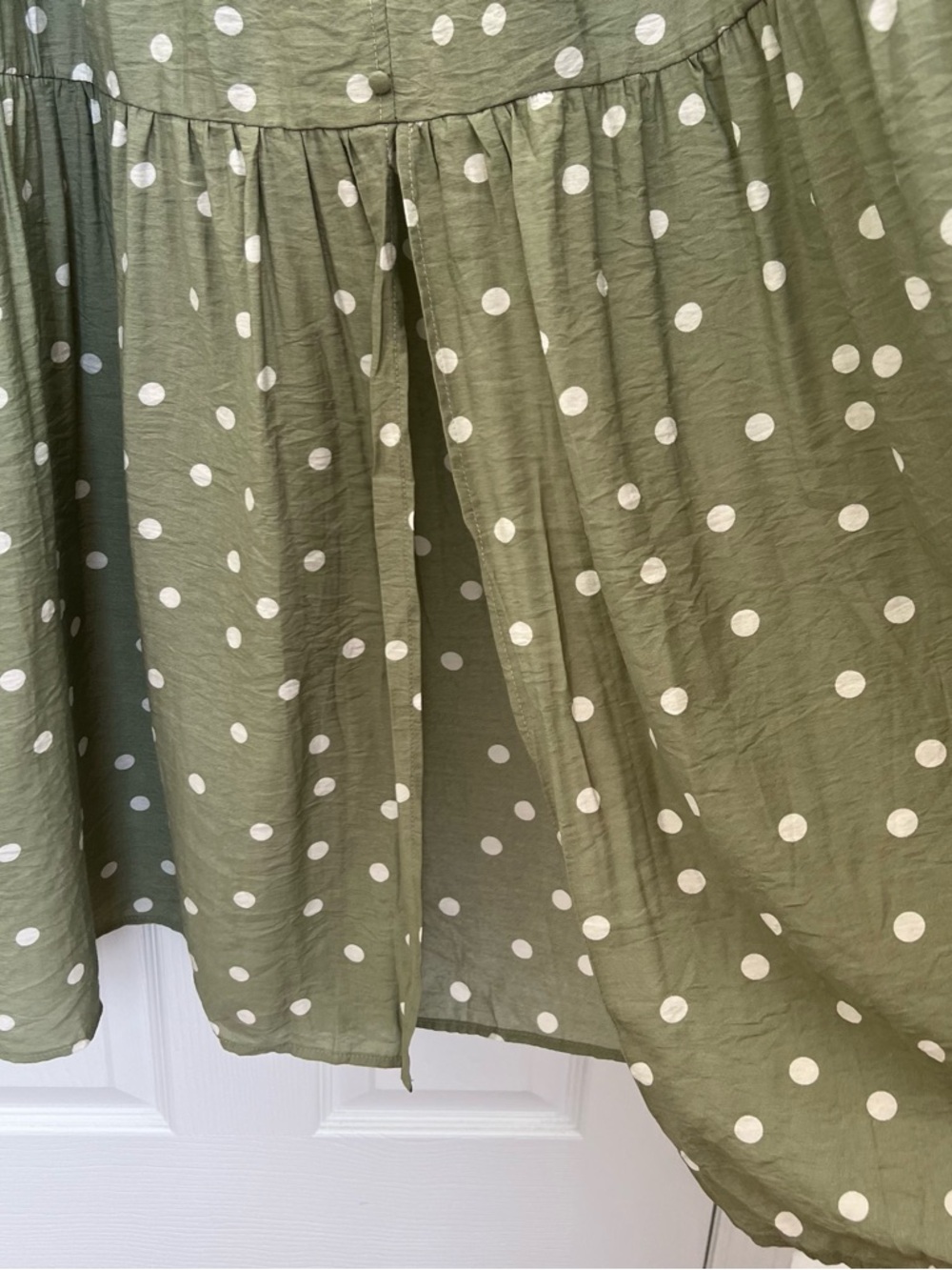 Pinkblush Olive Green Polka Dot Ruffle Maxi Dress - Picture 6 of 9